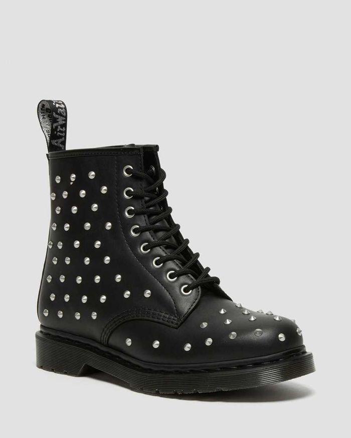 Dr Martens Mens 1460 Stud Wanama Leather Lace Up Ankle Boots Black - 68032GXZN